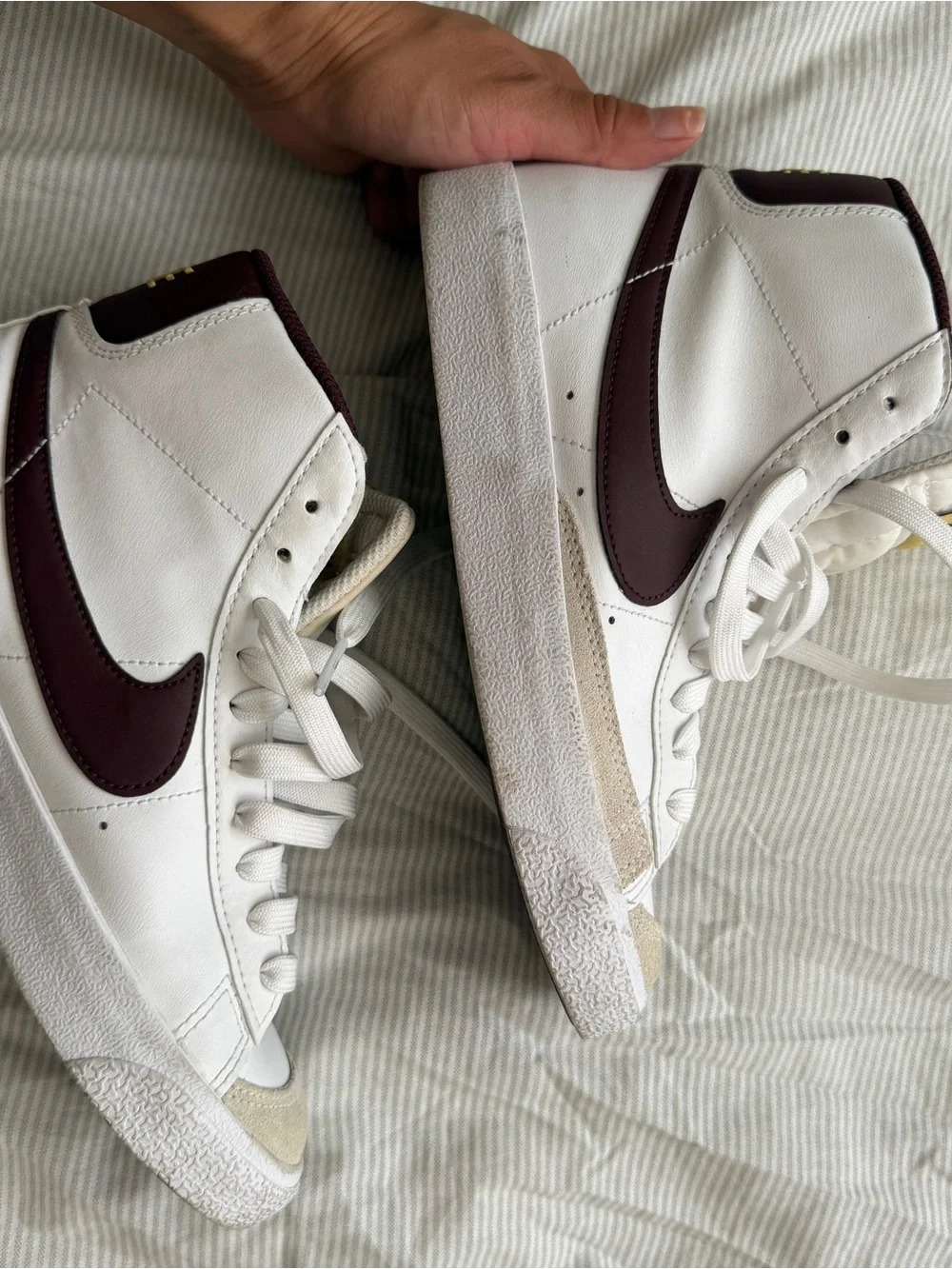 Nike High-Top Sneakers in White and Burgundy